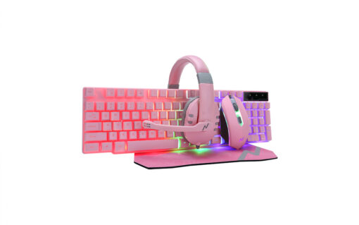 KIT TECLADO + MOUSE + PAD + VINCHA GAMER NKB-411 PINK