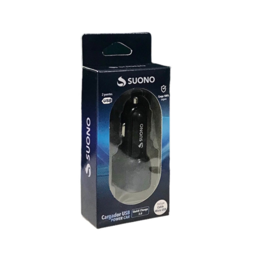 CARGADOR AUTO 3 ADAPTADOR MICRO 2 USB SUONO
