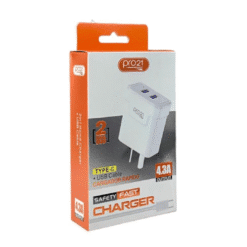 ADAPTADOR 4.3A SAFETY FAST CHARGER + CABLE TIPO C (*2 USB) PRO21