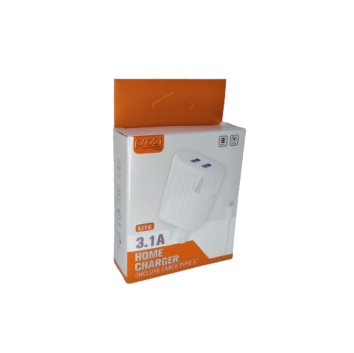 CARGADOR 220 USB / TIPO C 3.1A CABLE DESMONTABLE PRO21