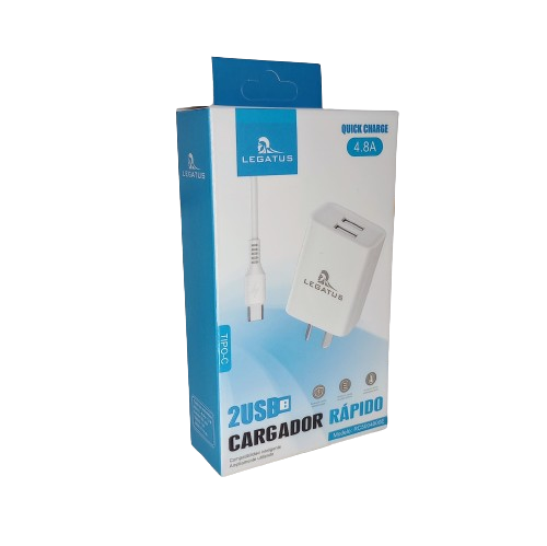 CARGADOR 220 TIPO C 4.8A 2 USB LEGATUS