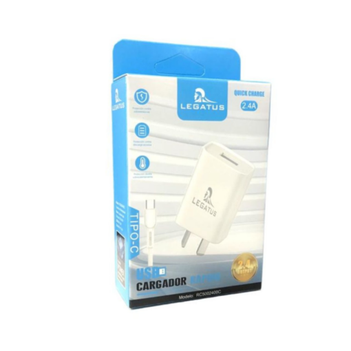 CARGADOR 2.4A TIPO C CABLE DESMONTABLE LEGATUS