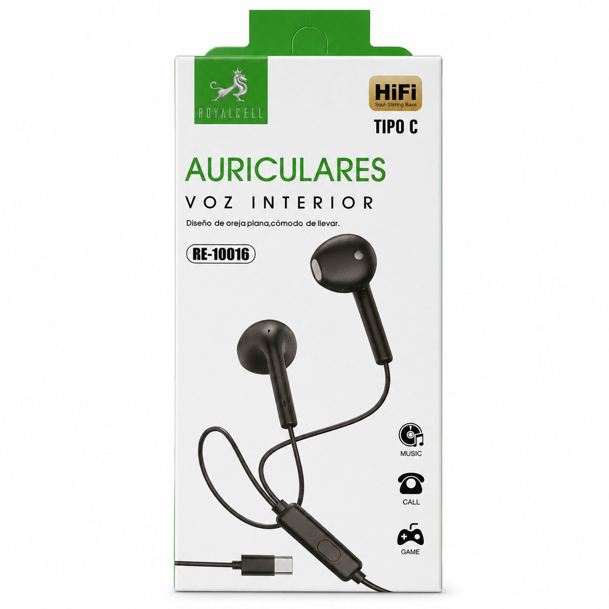 AURICULAR TIPO C NEGRO DESARMADO RE-10016