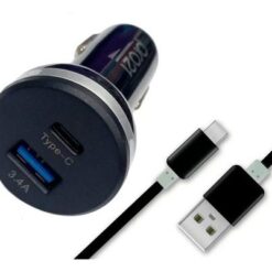 CARGADOR AUTO TIPO C + USB 3.4 POTENCIADO CABLE DESMONTABLE PRO21