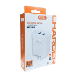 CARGADOR 220 TIPO C 4.3A CABLE DESMONTABLE 2 ENTRADAS PRO21