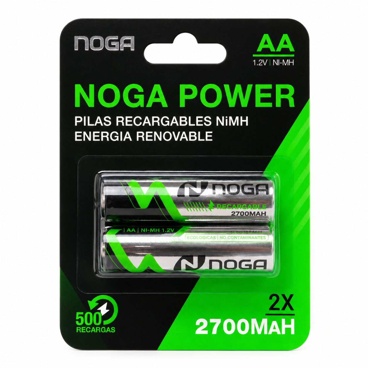 PILA RECARGABLE NOGA AA 2700 MAH 1.2V BLISTER X2