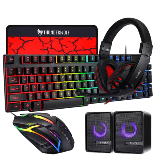 KIT TECLADO + MOUSE + PAD + VINCHA + PARLANTE PC GAMER 5 EN 1 TF850
