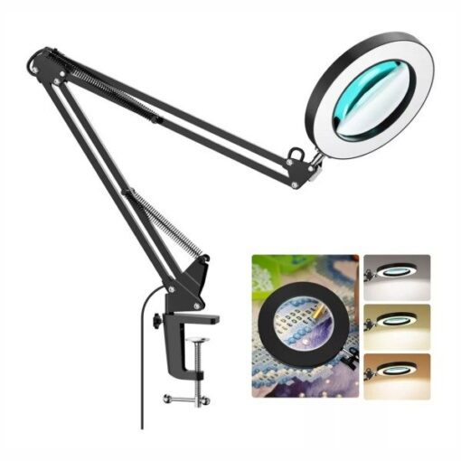 LÁMPARA VELADOR ESCRITORIO BASE ARTICULADA C/LUPA LED-83020