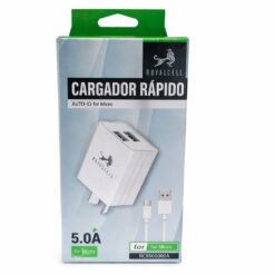CARGADOR 220 MICRO USB 5.0A 2USB CABLE DESMONTABLE ROYALCELL RC5005000A