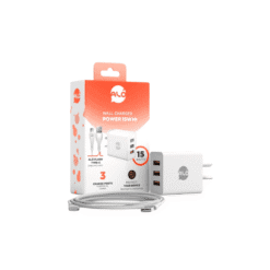 CARGADOR 220 TIPO C 15W CABLE DESMONTABLE 3 PUERTOS USB ALO