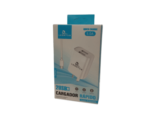 CARGADOR 220 MICRO USB 5.0A 2USB CABLE DESMONTABLE LEGATUS RC5005000B