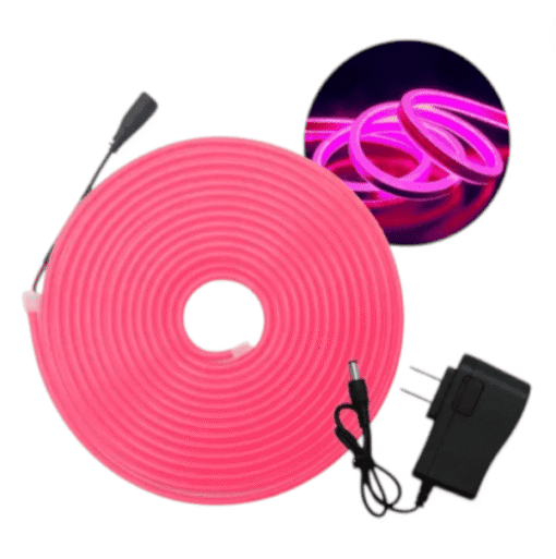 TIRA LED NEON 12V CON FUENTE (5 mts) FUCSIA