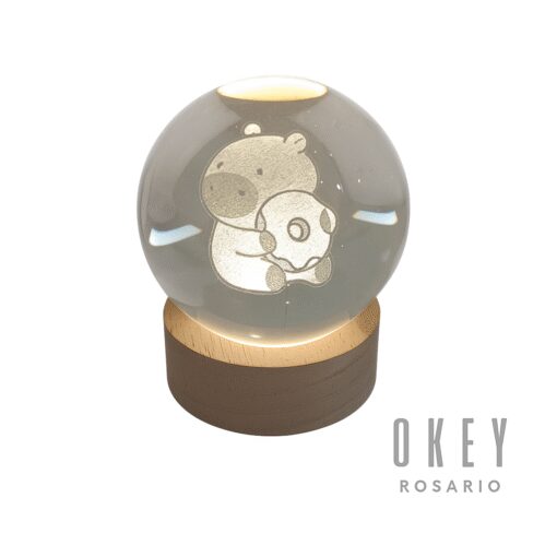LÁMPARA VELADOR LED BOLA DE CRISTAL 3D CAPIBARA KPC-0600