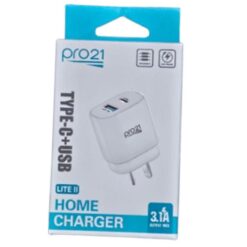 ADAPTADOR 3.1A LITE HOME CHARGER TIPO C+USB PRO21