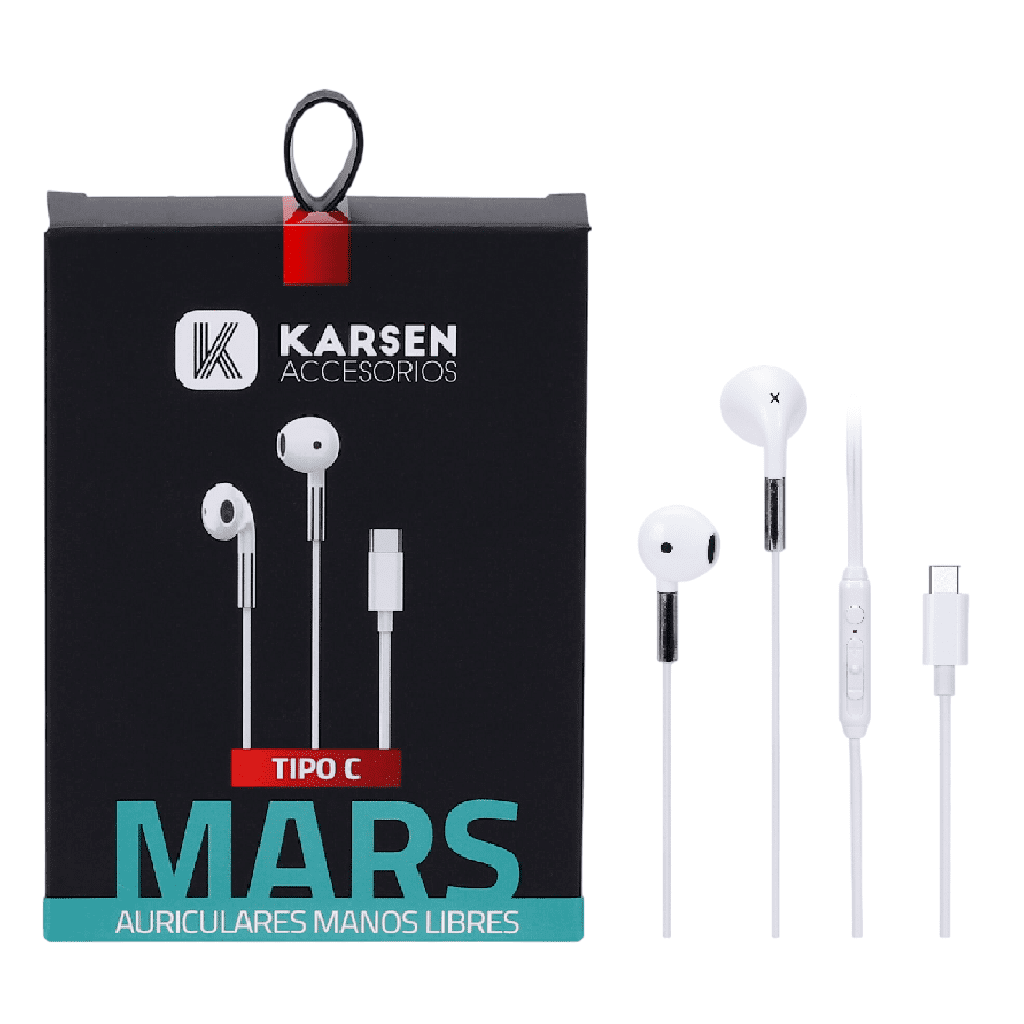 AURICULAR EAR BUDS MARS TIPO C BLANCO KARSEN - Imagen 2