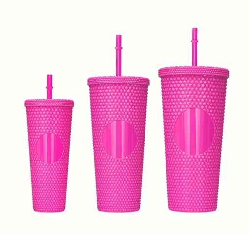 VASO PLASTICO CON TAPA Y SORBETE 3 EN 1