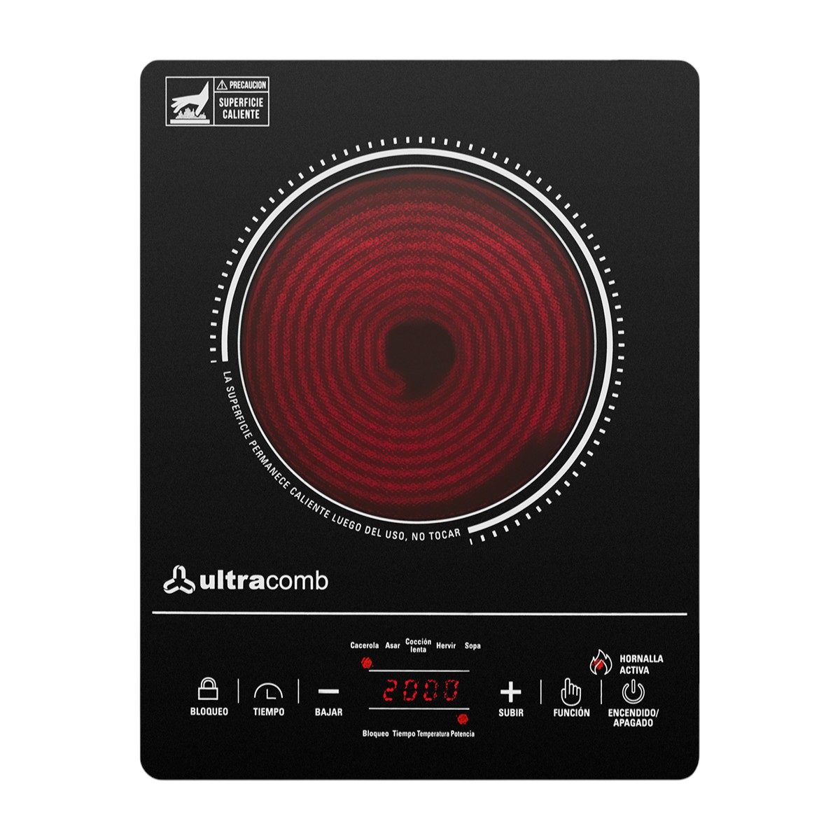 ANAFE ELECTRICO 1 HORNALLA 2000W ULTRACOMB AN-2211