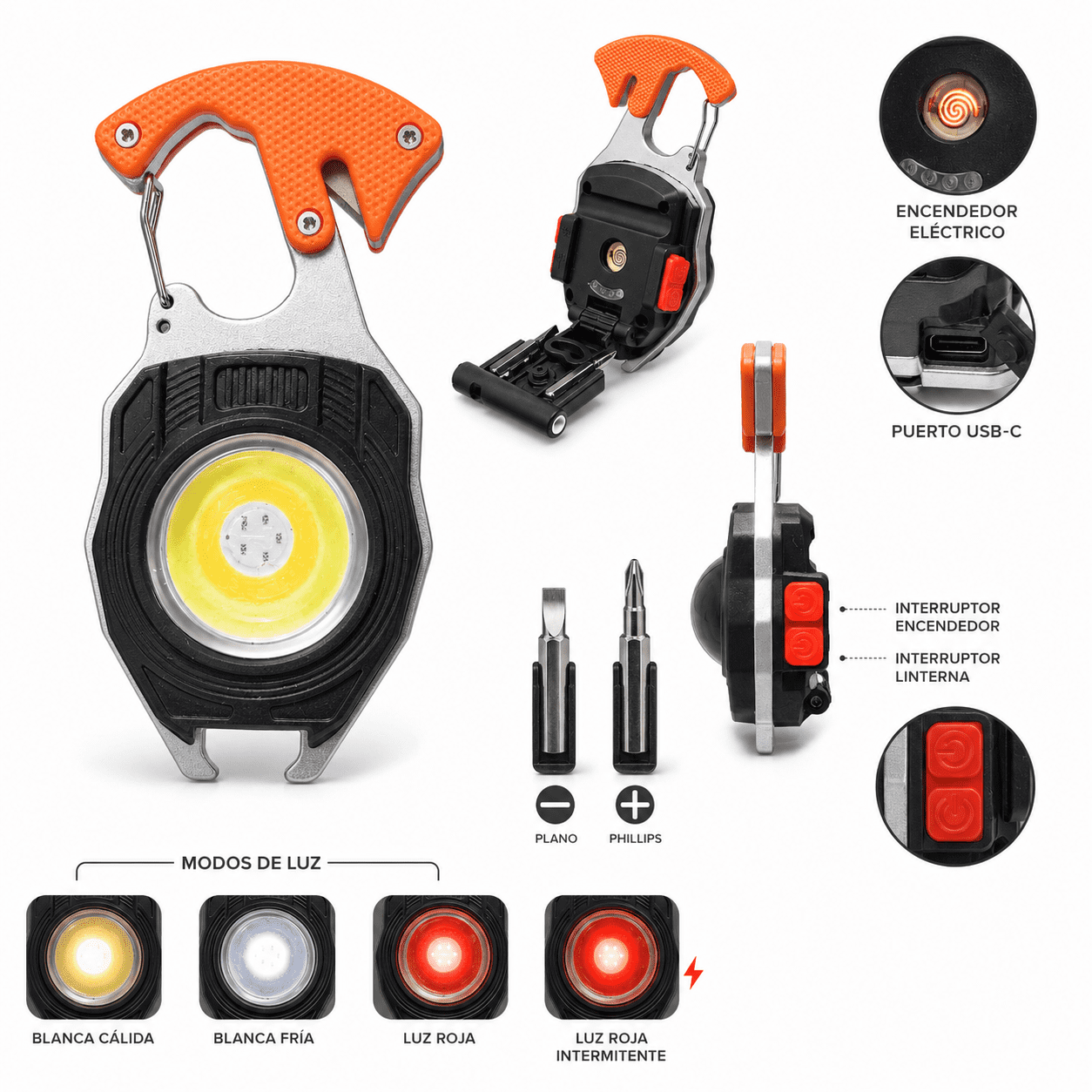 LLAVERO LINTERNA LED RECARGABLE MULTIFUNCIÓN W5147 - Imagen 2