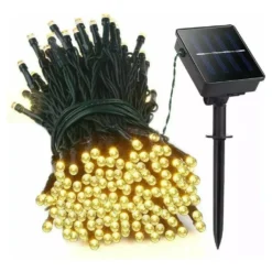 LUZ LED CALIDA SOLAR NAVIDEÑA 100LED