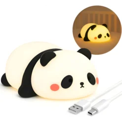 LÁMPARA VELADOR SILICONA RGB OSO PANDA ACOSTADO YH-301