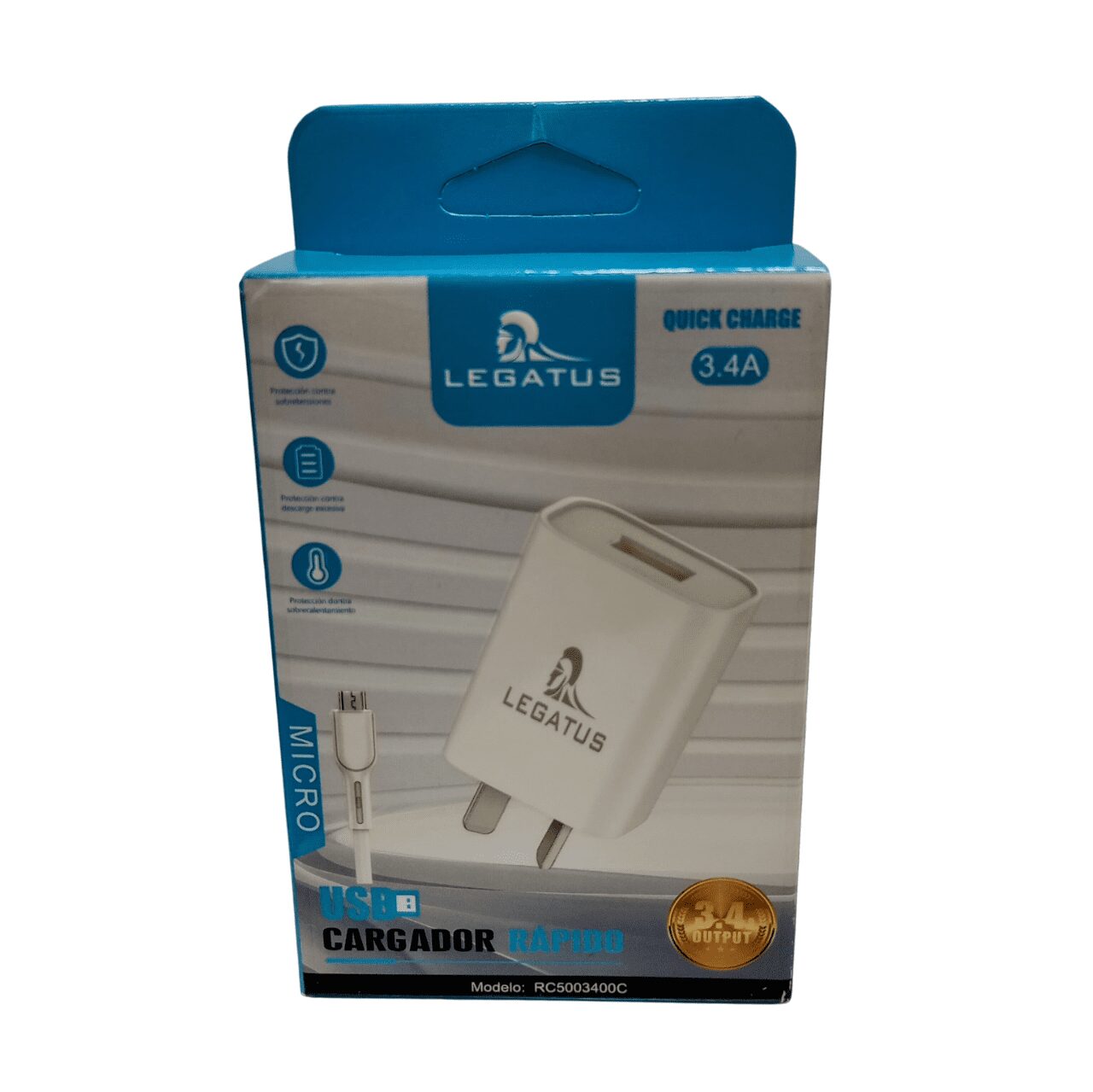 CARGADOR 3.4A MICRO CABLE DESMONTABLE LEGATUS RC5003400C