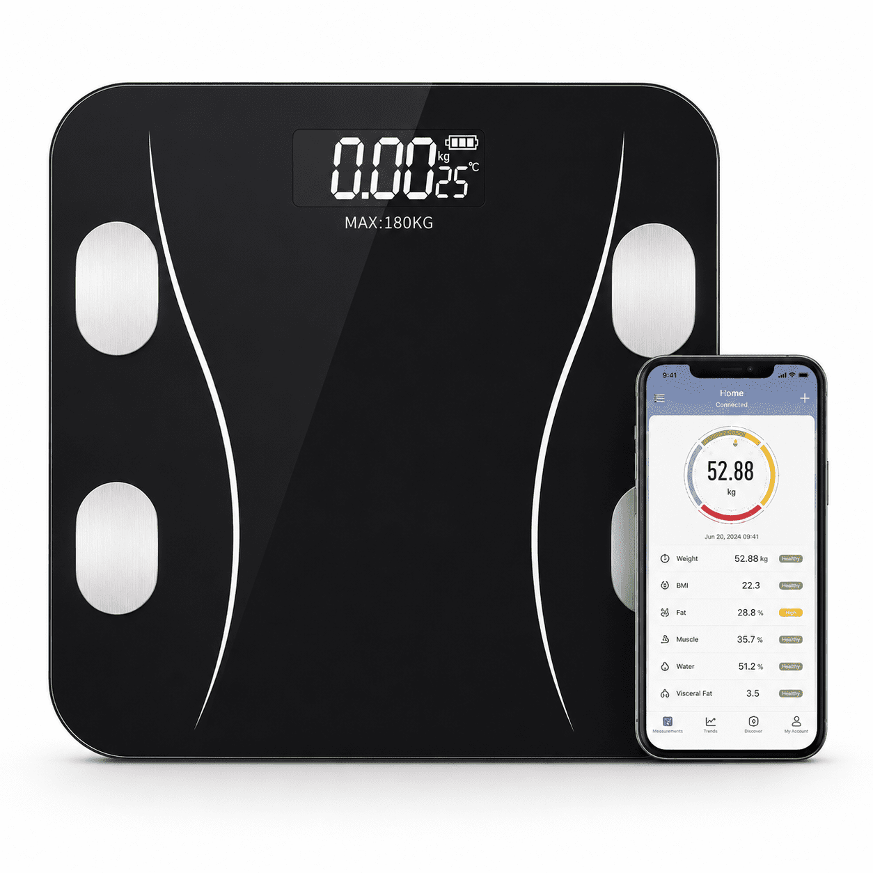 BALANZA DE BAÑO DIGITAL BLUETOOTH BULLTEC/H-196