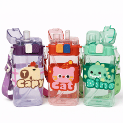 BOTELLA PLASTICA INFANTIL C/CORREA Y PICO DOBLE 500ML XJ-8030B