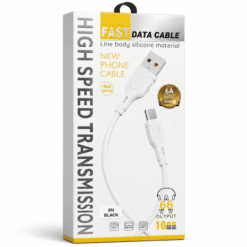CABLE IPHONE LIGHTNING 6A 1M SILICONA NEGRO ADC-025