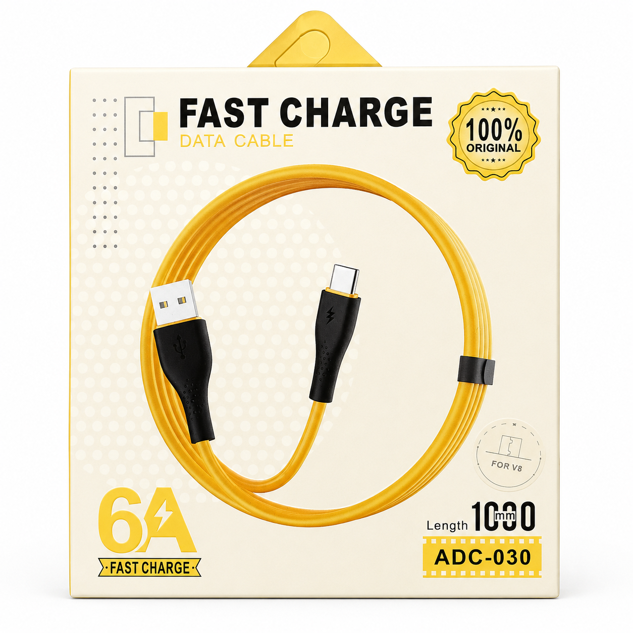 CABLE USB A MICRO USB 6A 1M AMARILLO ADC-030