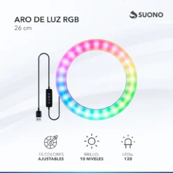 Alternative view of ARO FLASH LED SELFIE 26CM SIN TRIPODE RGB 0064