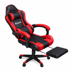 SILLA GAMER R-TECH CON APOYA PIES ROJO Y NEGRO