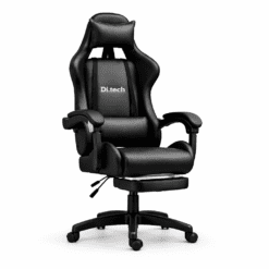 SILLA GAMER R-TECH CON APOYA PIES NEGRO