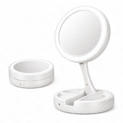 ESPEJO LED REDONDO CON BASE ORGANIZADORA PLEGABLE 0106