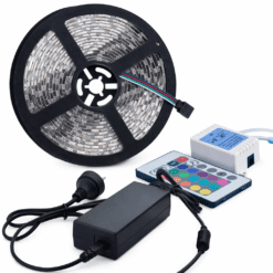 TIRA LED 5050 RGB CON FUENTE Y CONTROL (5 mts) LED-83094