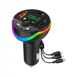 CARGADOR ADAPTADOR AUTO USB A/C C/TRANSMISOR Y CABLE X3 HM124/0275