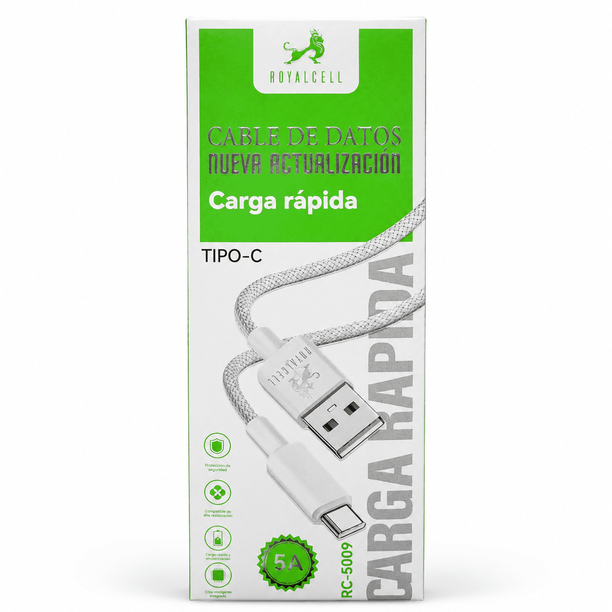 CABLE DE DATOS USB A TIPO C 1M 5A DESARMADO RC-5009