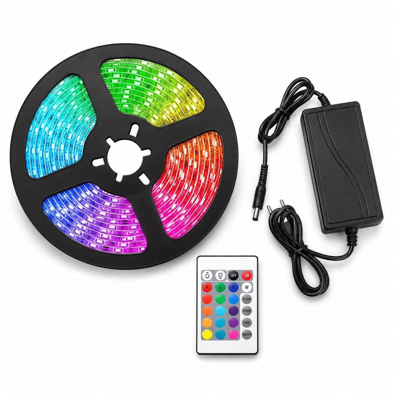 TIRA LED 5050 RGB 5M 12V C/CONTROL REMOTO LED-83094/HT-09