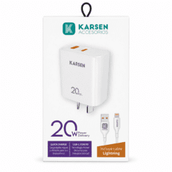 CARGADOR 2 USB A/C CON CABLE IPHONE 20W CAR-2002/1676