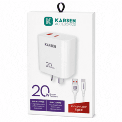 CARGADOR 2 USB A/C CON CABLE TIPO C 20W CAR-2002/1675