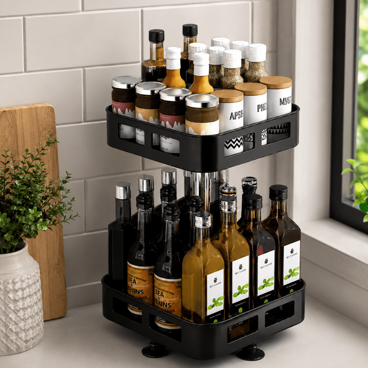 ESPECIERO GIRATORIO 360° DE 2 NIVELES PARA COCINA 0648 - Imagen 2