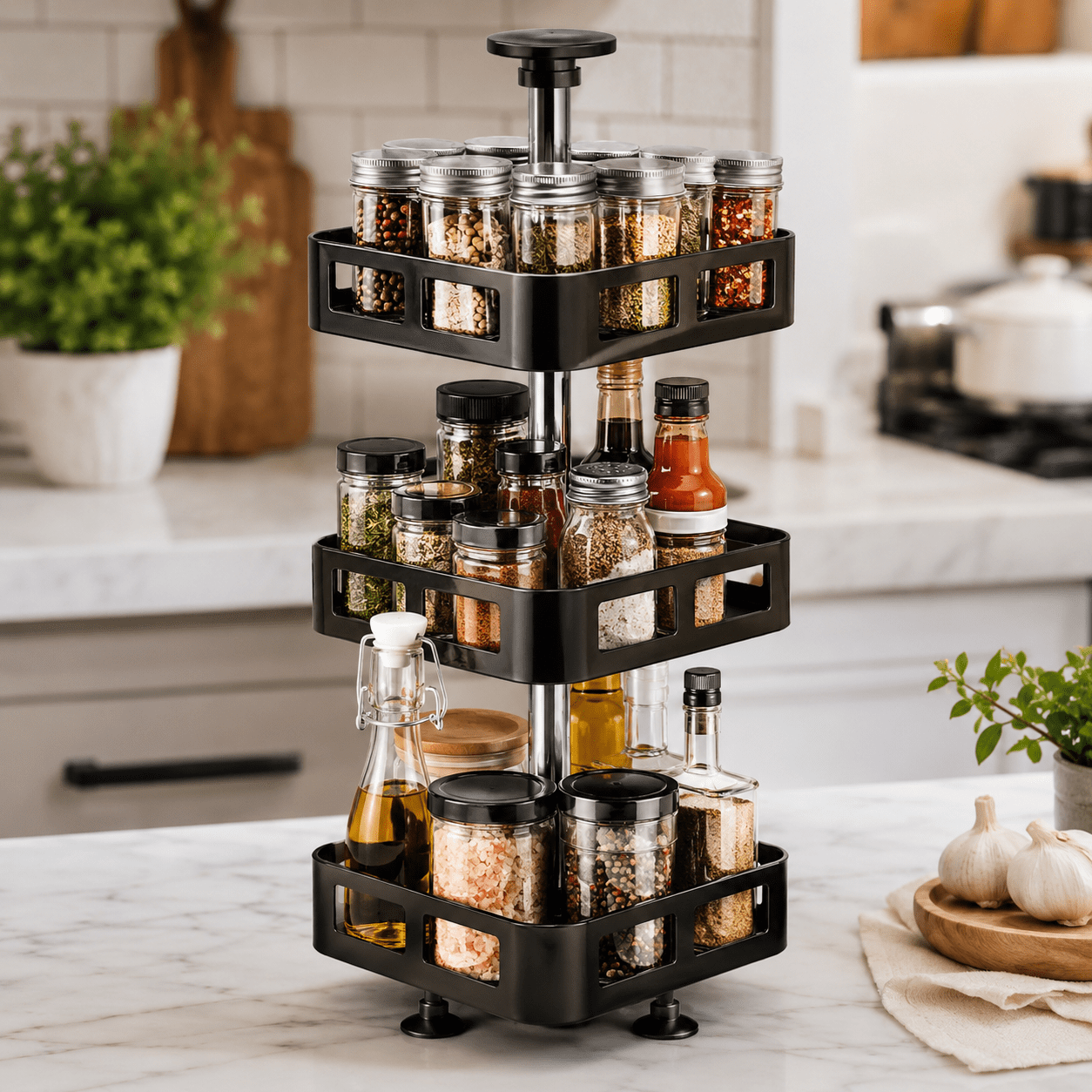 ESPECIERO GIRATORIO 360° DE 3 NIVELES PARA COCINA 0662 - Imagen 2