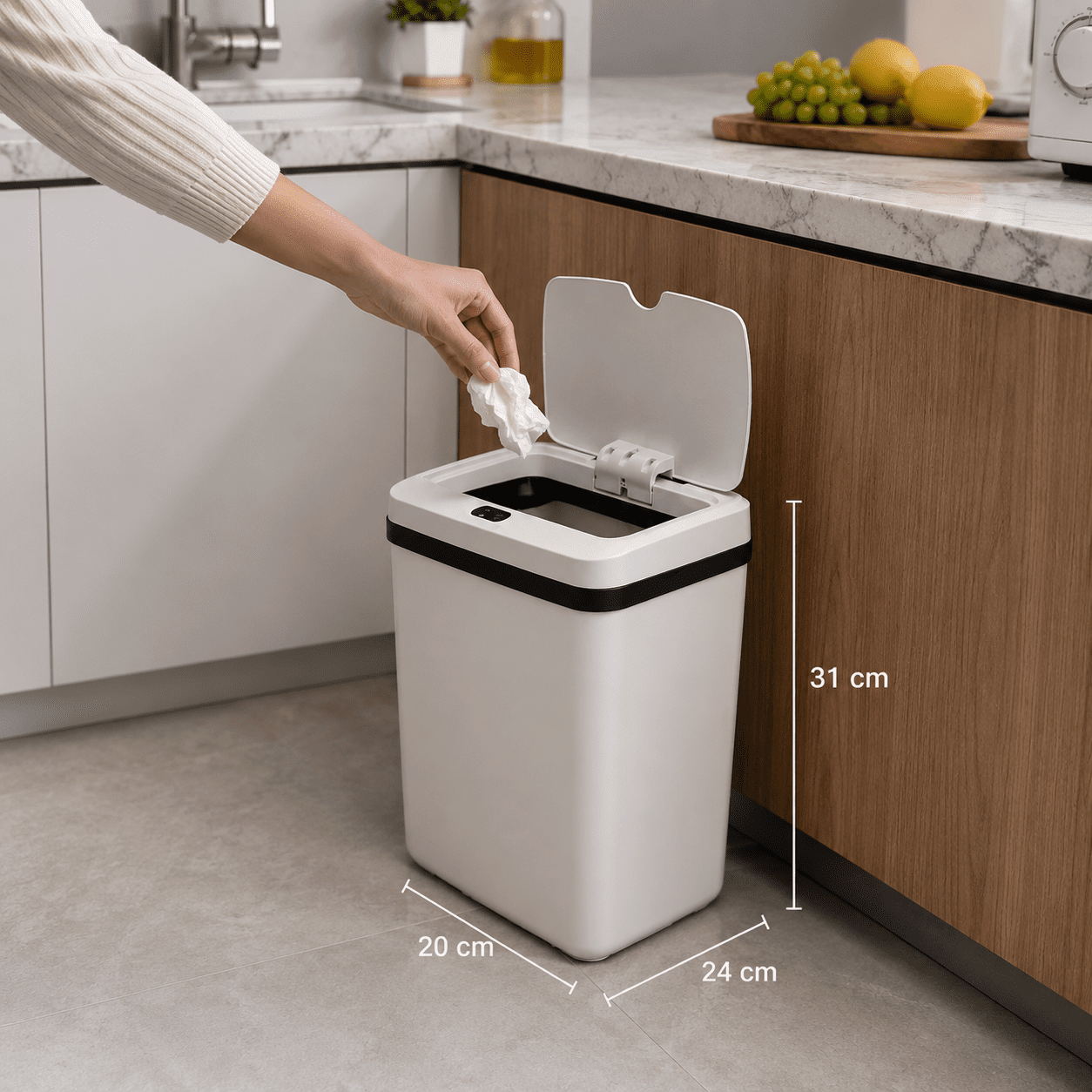 CESTO DE BASURA CON SENSOR 15L RECARGABLE OM-TB015L - Imagen 2