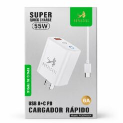 CARGADOR USB A/C Y CABLE TIPO C A TIPO C 55W DESARMADO RC9006000A